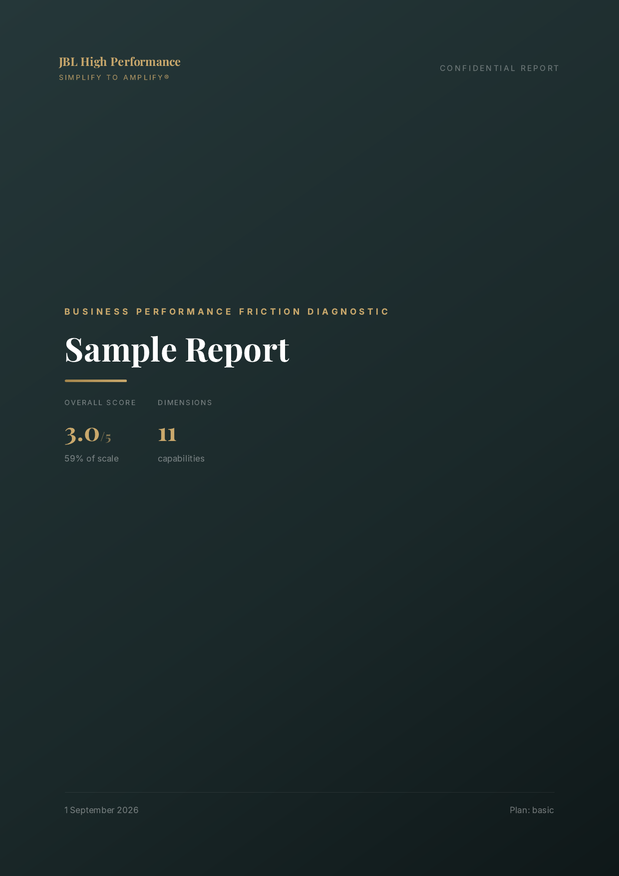 Sample report page: A personalised cover