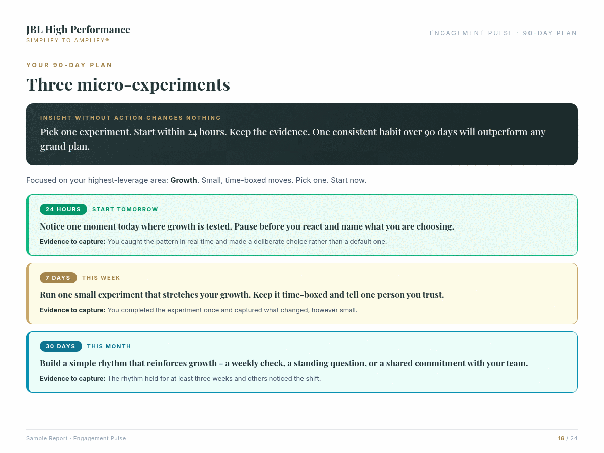Engagement Pulse assessment data visualisation with dimensional scores