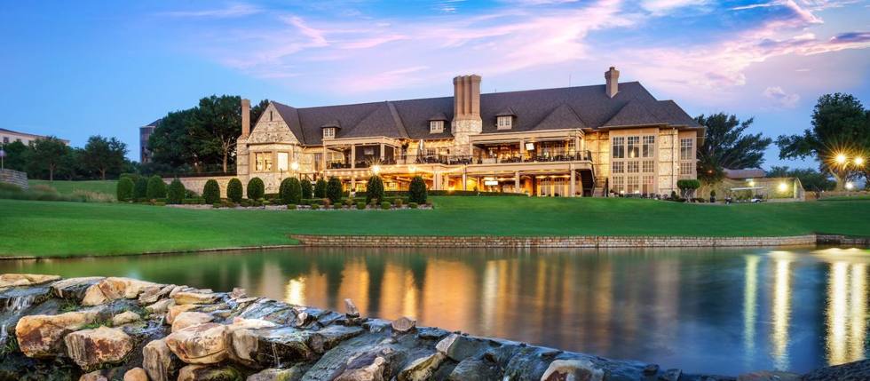 Stonebriar Country Club clubhouse at dusk, Frisco, Texas